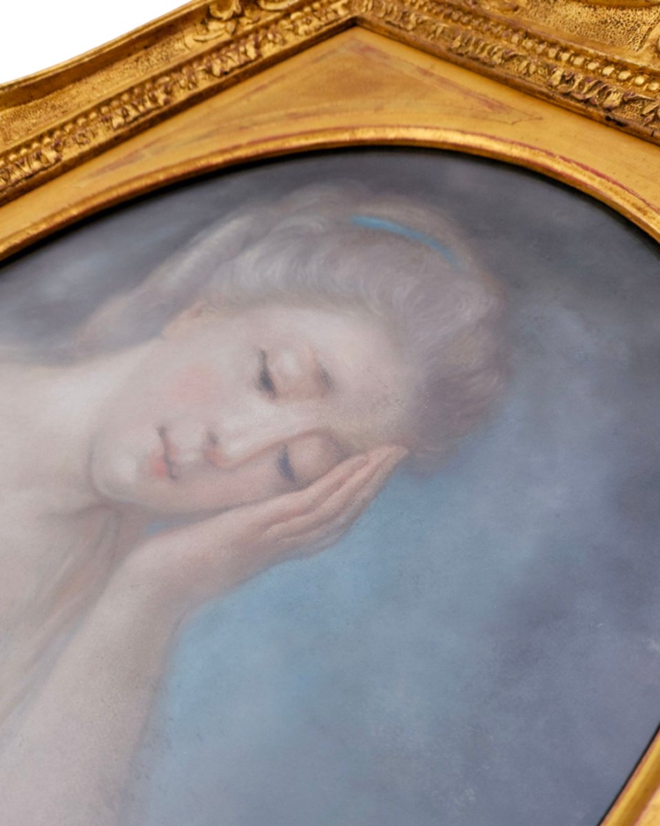 Scène de genre Pastel XVIIIe encadré-photo-2