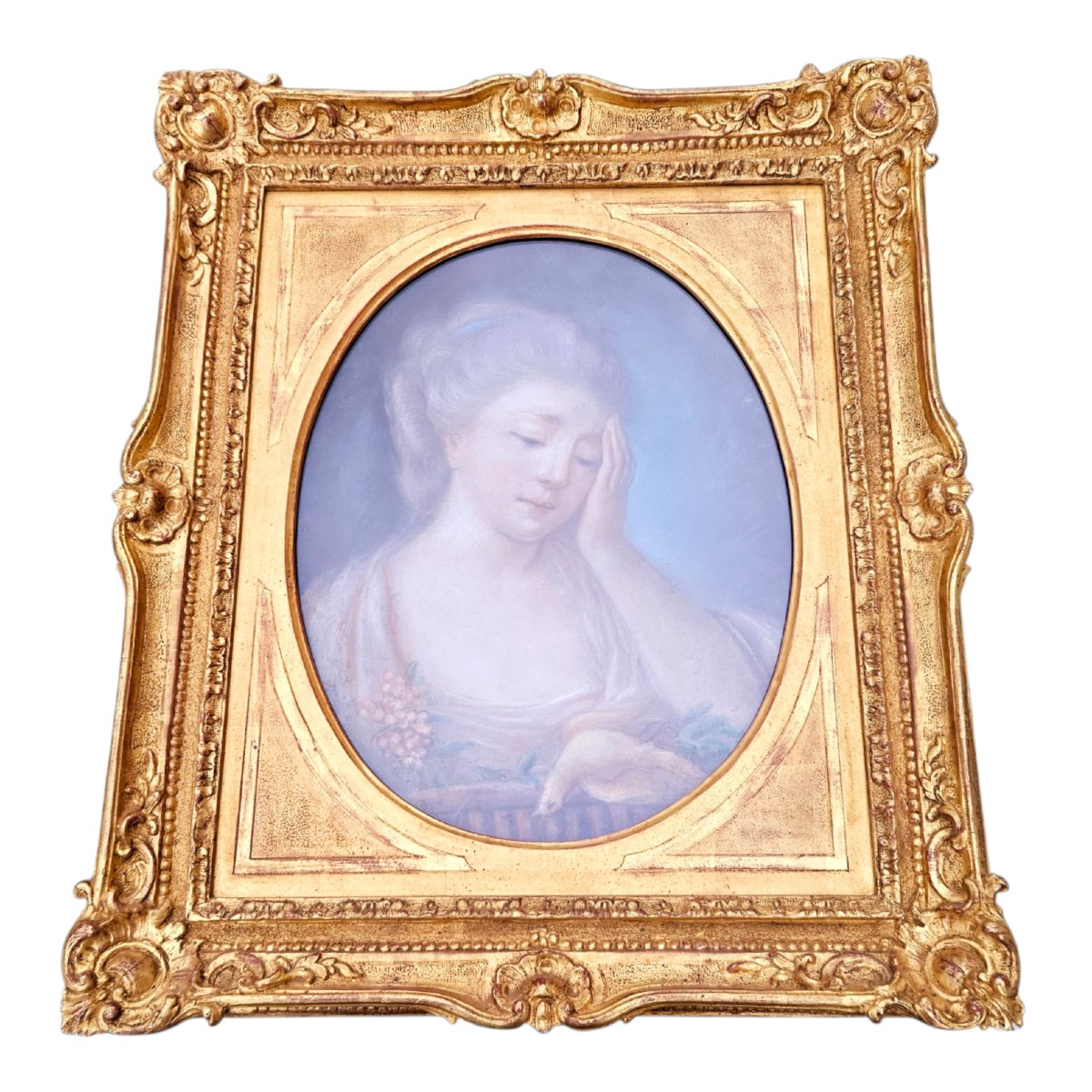 Scène de genre Pastel XVIIIe encadré
