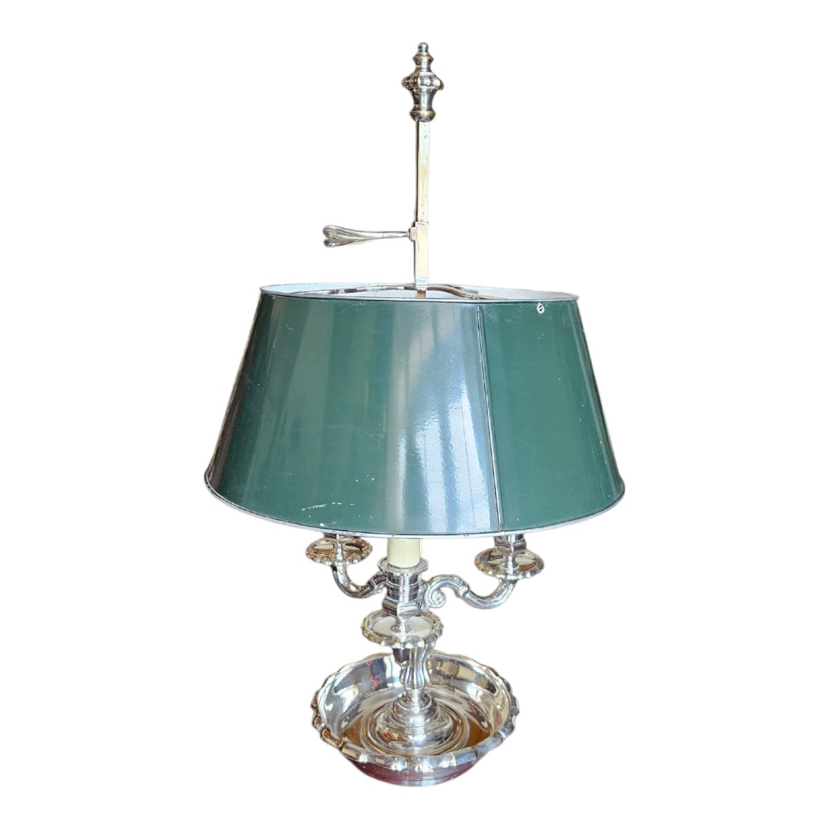 Importante lampe bouillotte en bronze argenté -photo-3