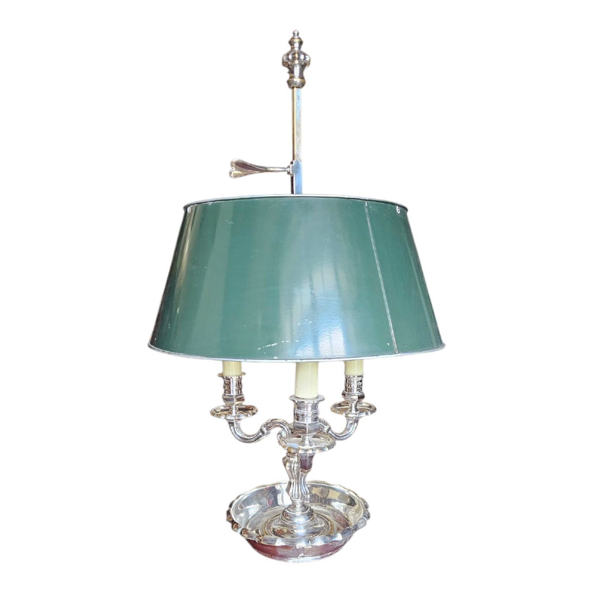 Importante lampe bouillotte en bronze argenté 