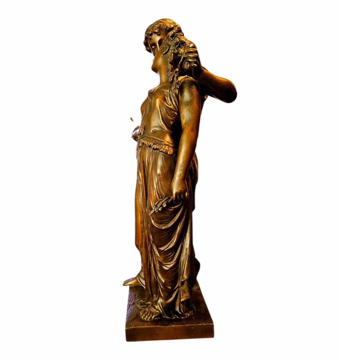 Dumaige Etienne Henri (1830-1888) Bronze Group, Young Women Dressed In Antique Style -photo-3