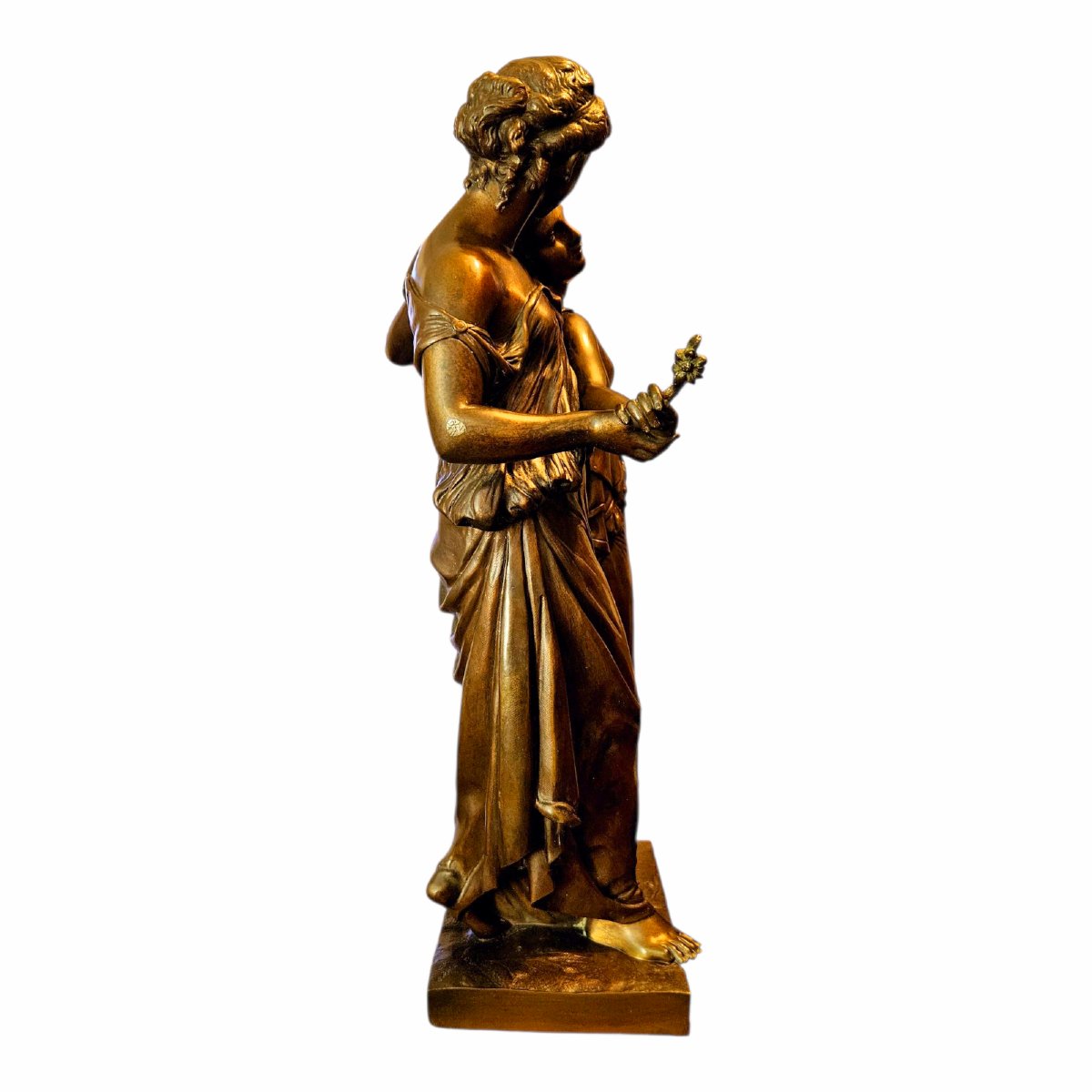 Dumaige Etienne Henri (1830-1888) Bronze Group, Young Women Dressed In Antique Style -photo-4