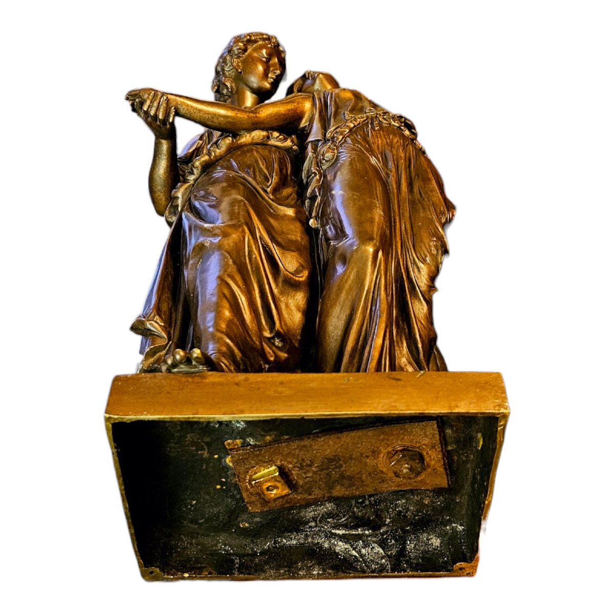 Dumaige Etienne Henri (1830-1888) Bronze Group, Young Women Dressed In Antique Style -photo-6