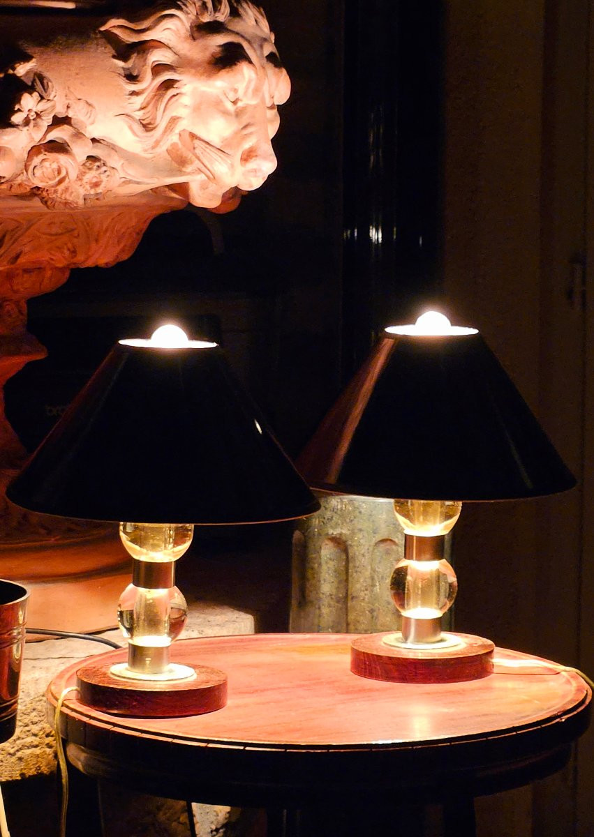Pair Of Art Deco Lamps By Jacques Adnet-photo-1