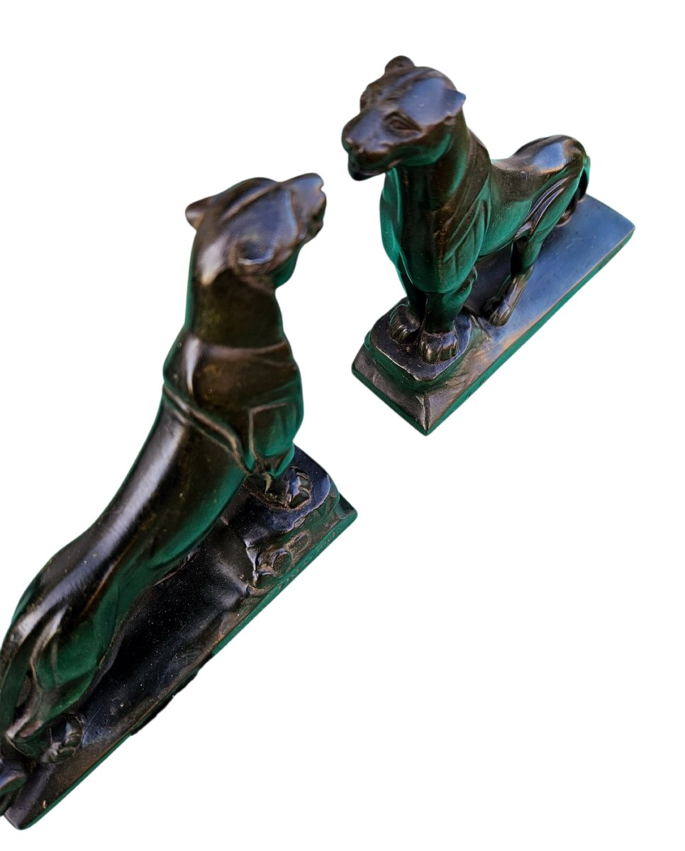 Art Deco Panther Bookends By Frecourt-photo-2