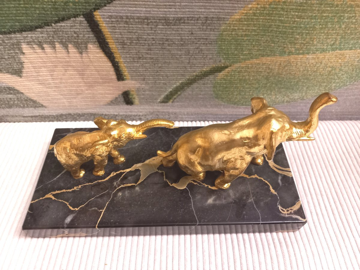 Art Deco Gilt Bronze Elephants-photo-3