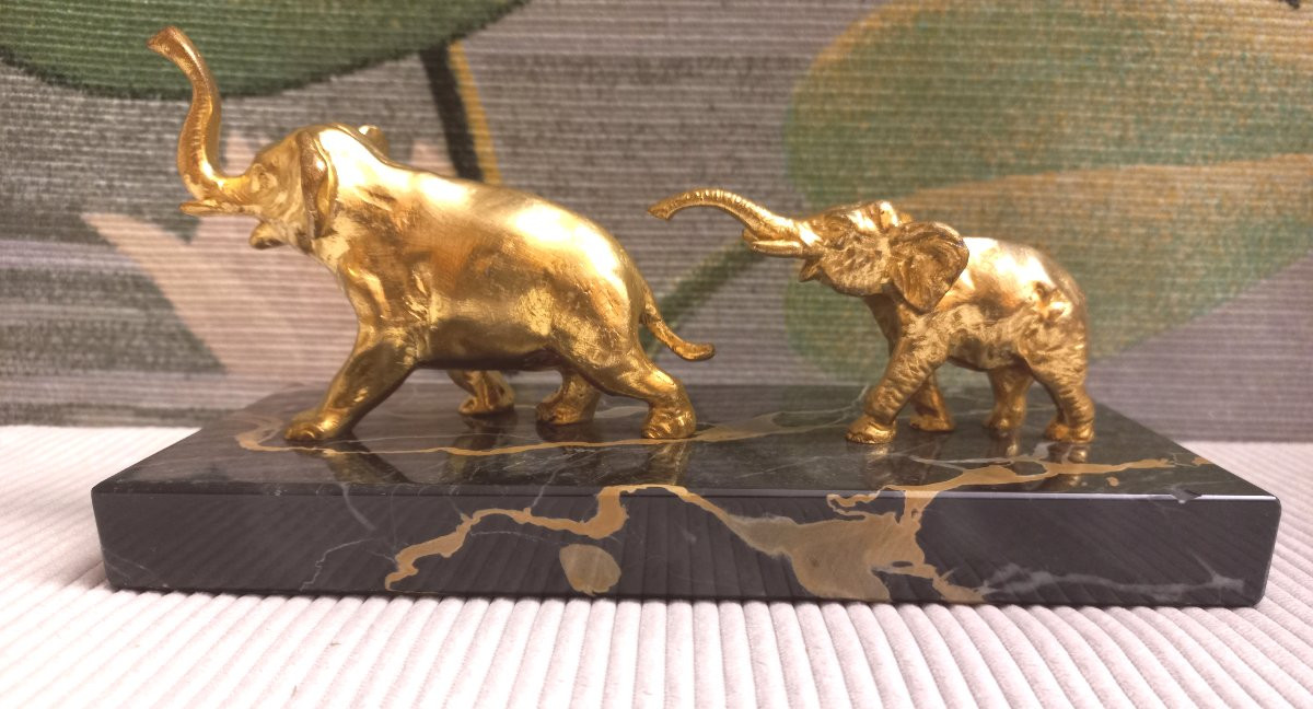 Art Deco Gilt Bronze Elephants-photo-4