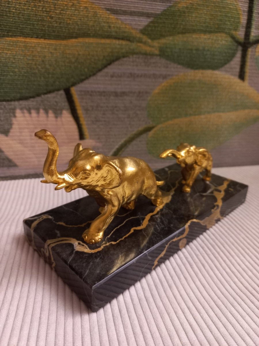 Art Deco Gilt Bronze Elephants-photo-1