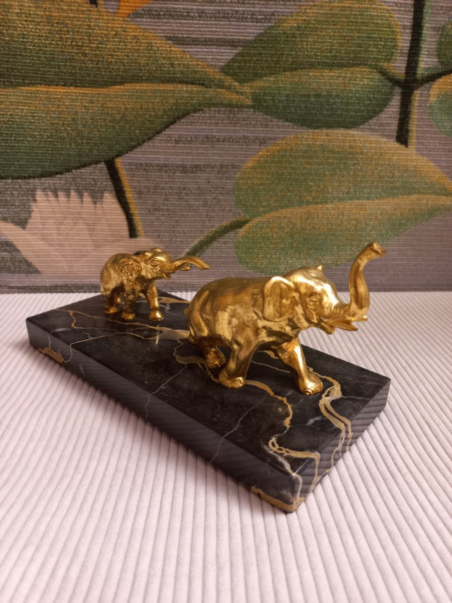 Art Deco Gilt Bronze Elephants-photo-2