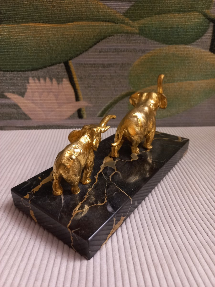 Art Deco Gilt Bronze Elephants-photo-3