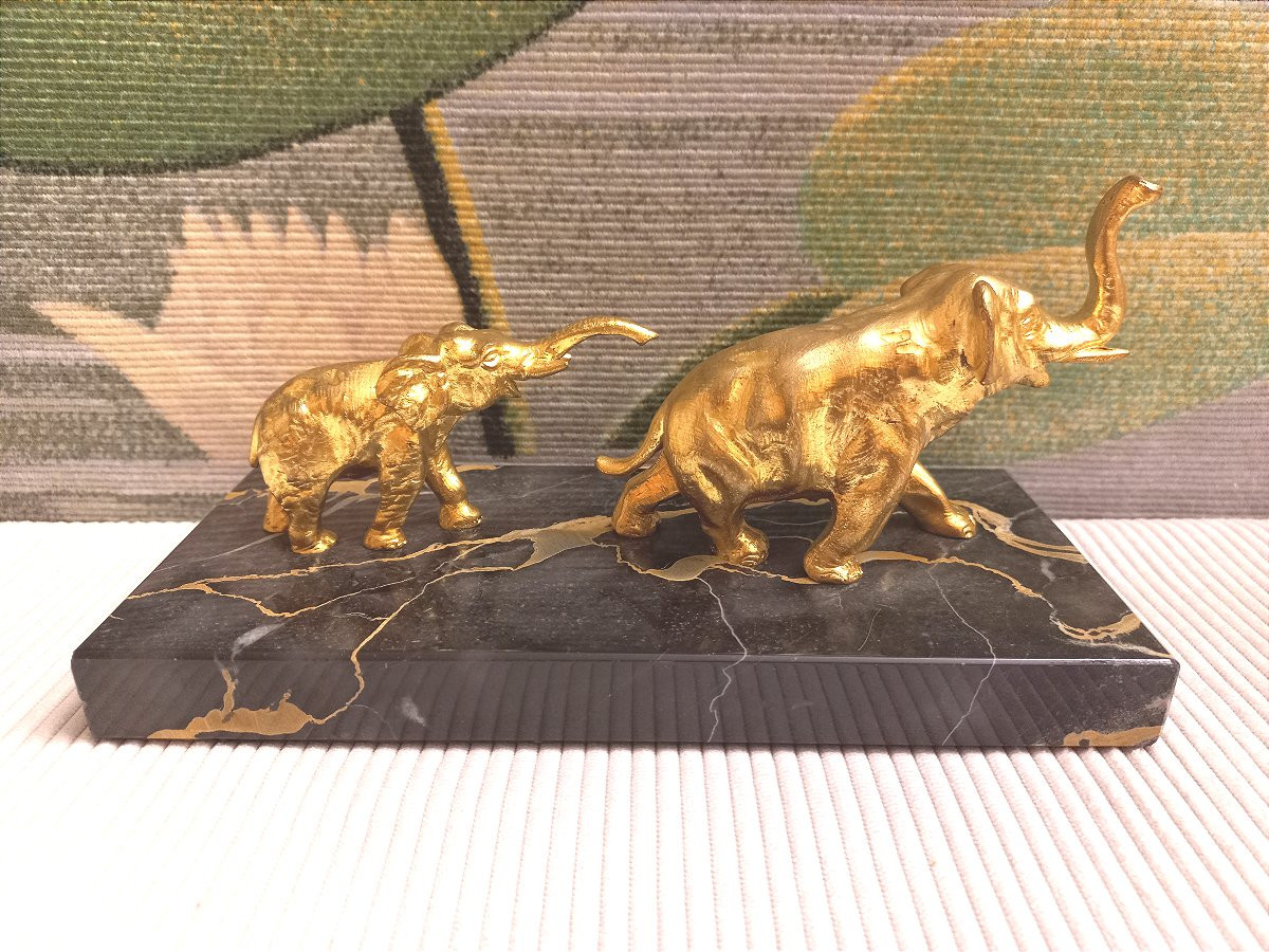 Art Deco Gilt Bronze Elephants-photo-6