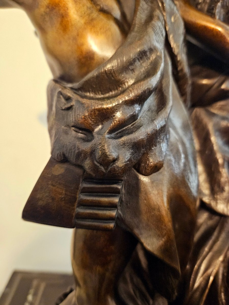 "L’enfance de Silène" Signé Clodion Groupe en bronze XIXème -photo-3