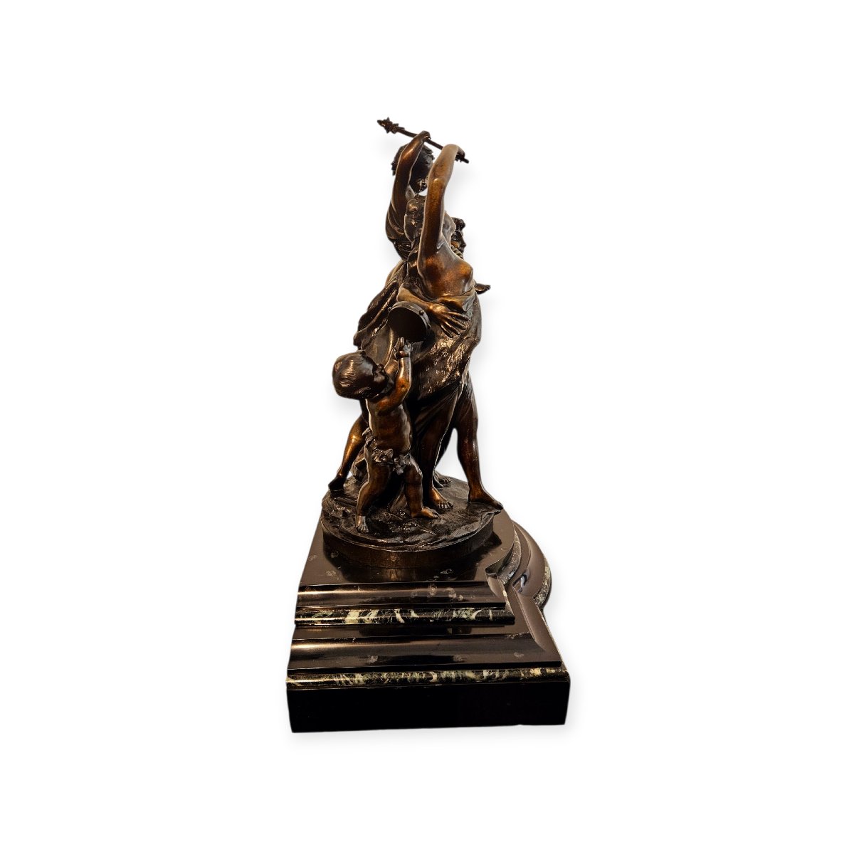 "L’enfance de Silène" Signé Clodion Groupe en bronze XIXème -photo-5