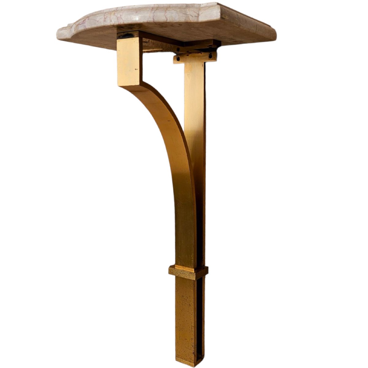 Console d'applique en bronze et marbre 70's-photo-4