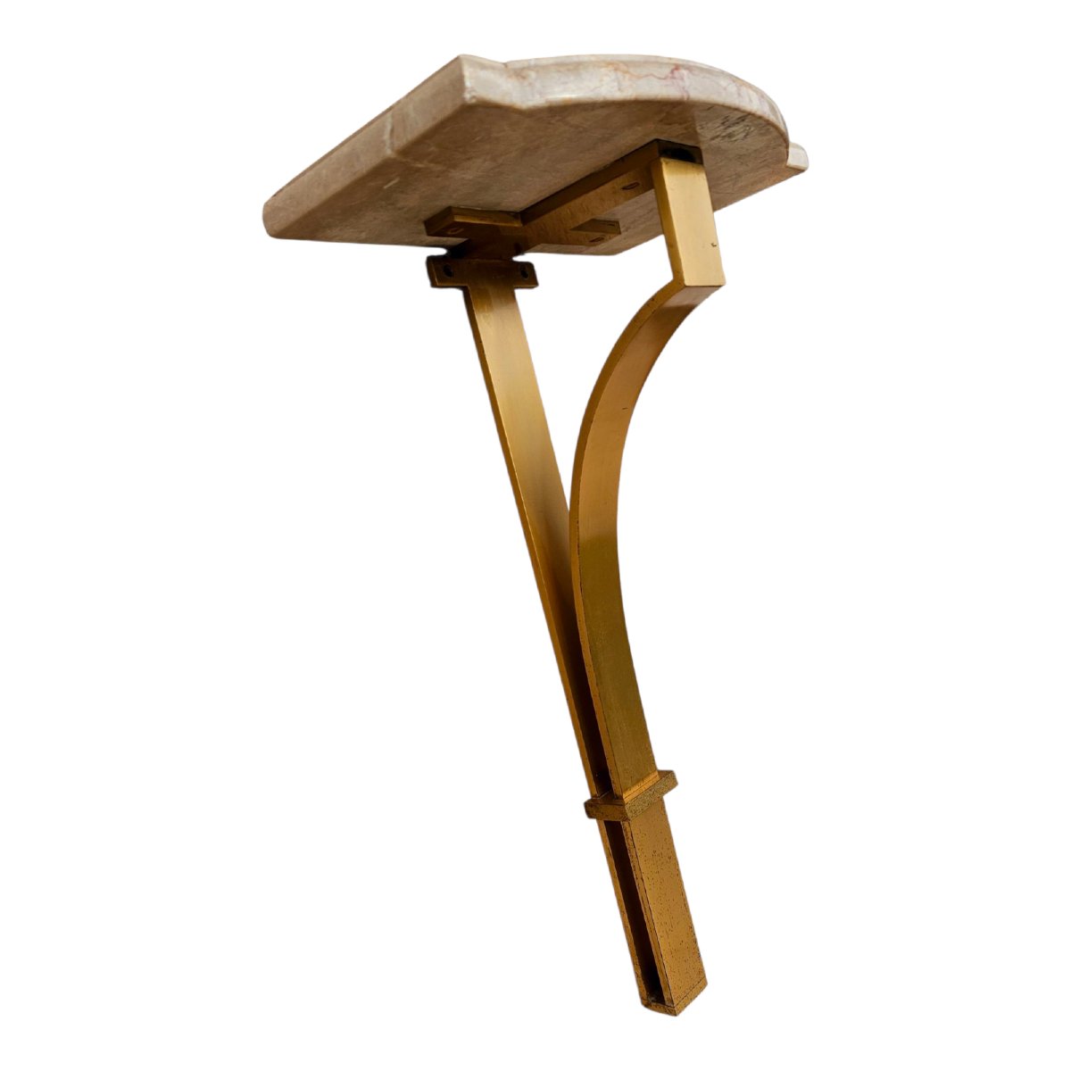 Console d'applique en bronze et marbre 70's-photo-1