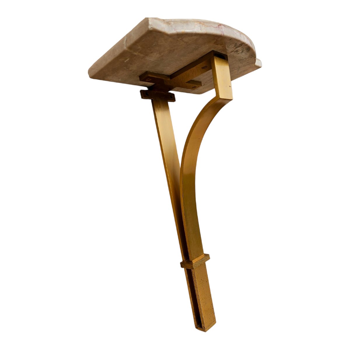 Console d'applique en bronze et marbre 70's-photo-2