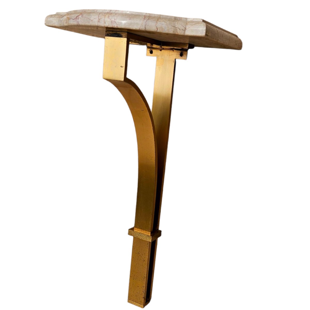Console d'applique en bronze et marbre 70's-photo-3