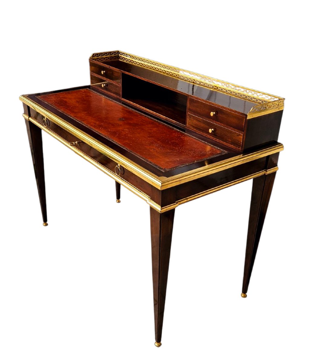 Bureau 1940 en acajou et bronze doré Maison Jansen -photo-3