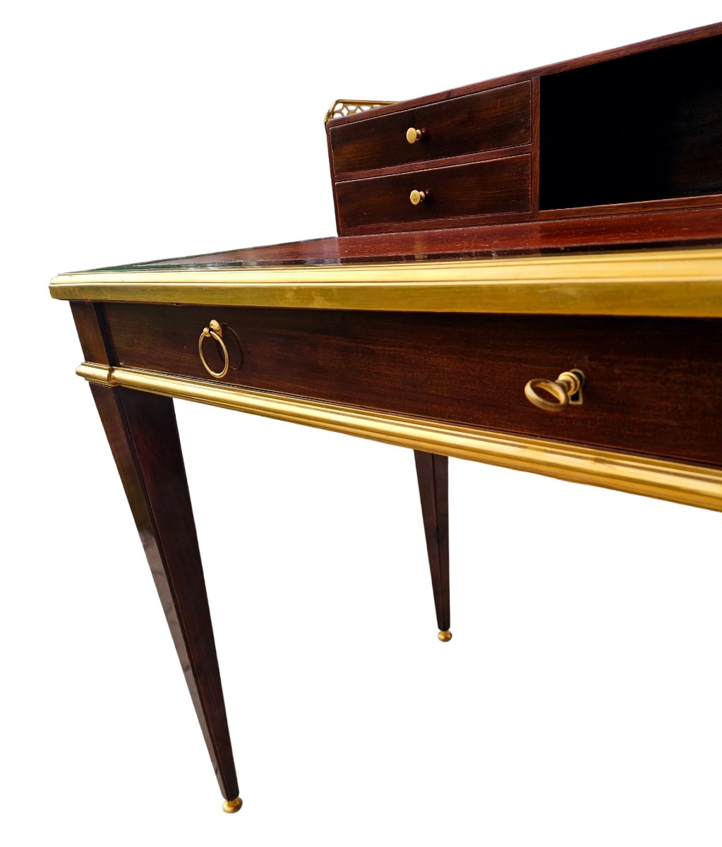 Bureau 1940 en acajou et bronze doré Maison Jansen -photo-3