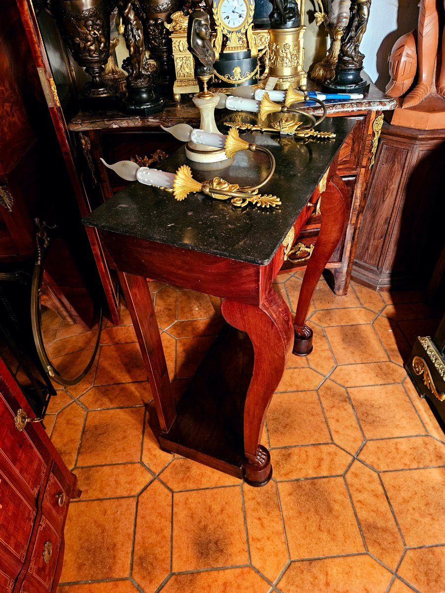 Small Mahogany Console Table "with Swans" Restoration -photo-3