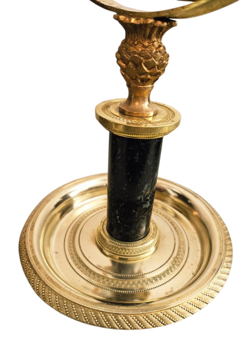 19th Century Gilt Bronze And Green Marble Tabletop Mirror -photo-2