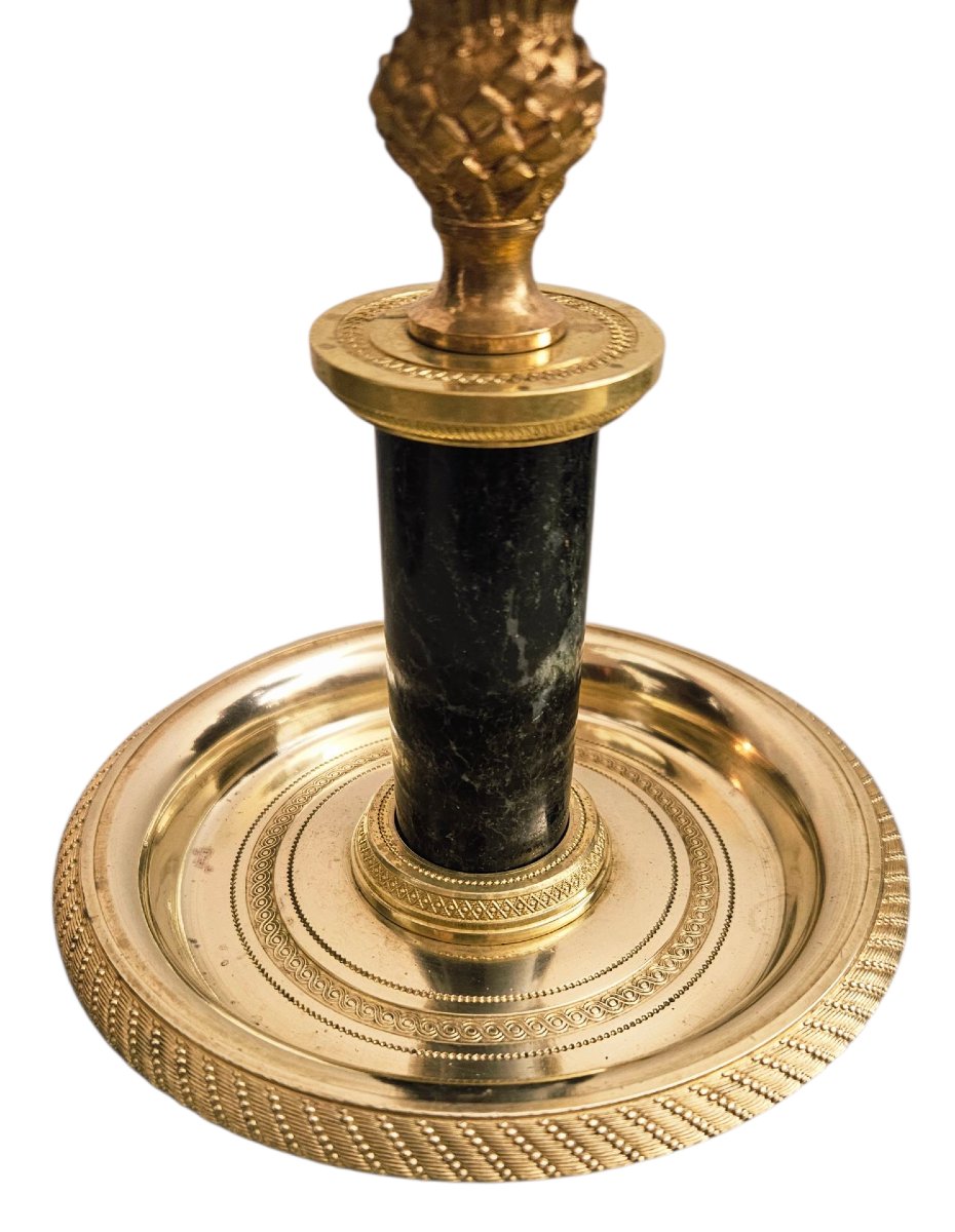 19th Century Gilt Bronze And Green Marble Tabletop Mirror -photo-3