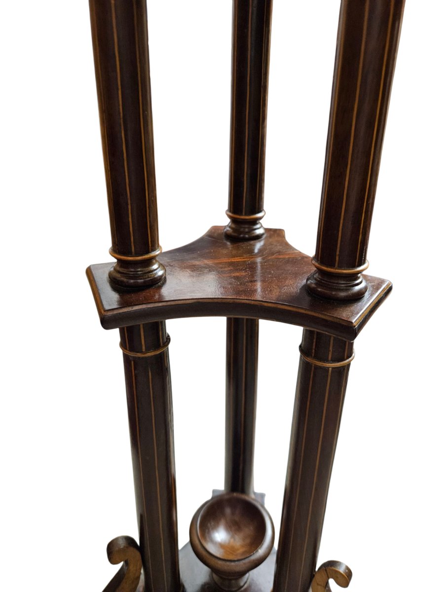 Small Marquetry Pedestal Table, Charles X Period-photo-1