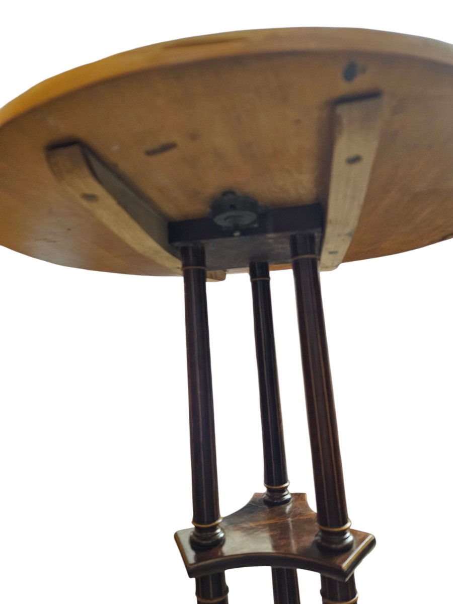 Small Marquetry Pedestal Table, Charles X Period-photo-3
