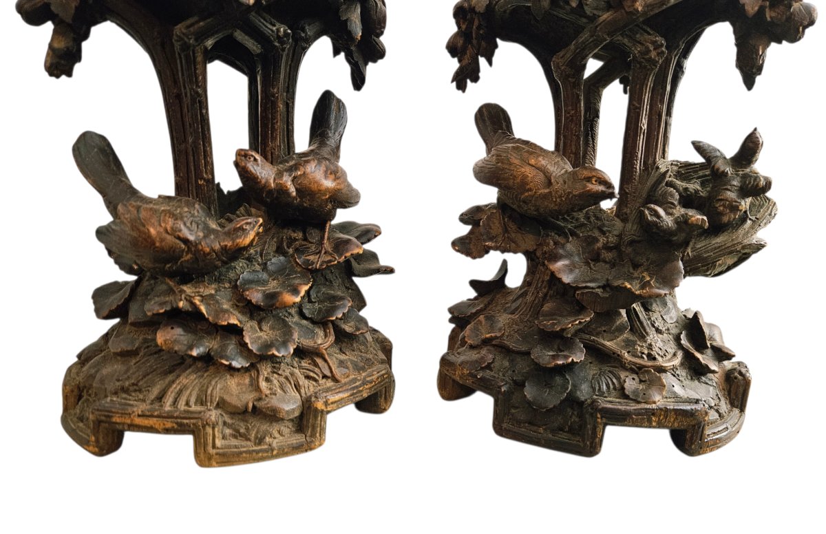 Forêt Noire, piédestaux en tilleul sculpté-photo-3