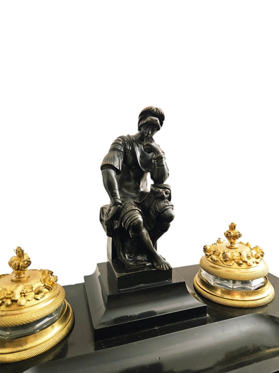 Ecritoire en marbre et bronze Napoléon III-photo-3