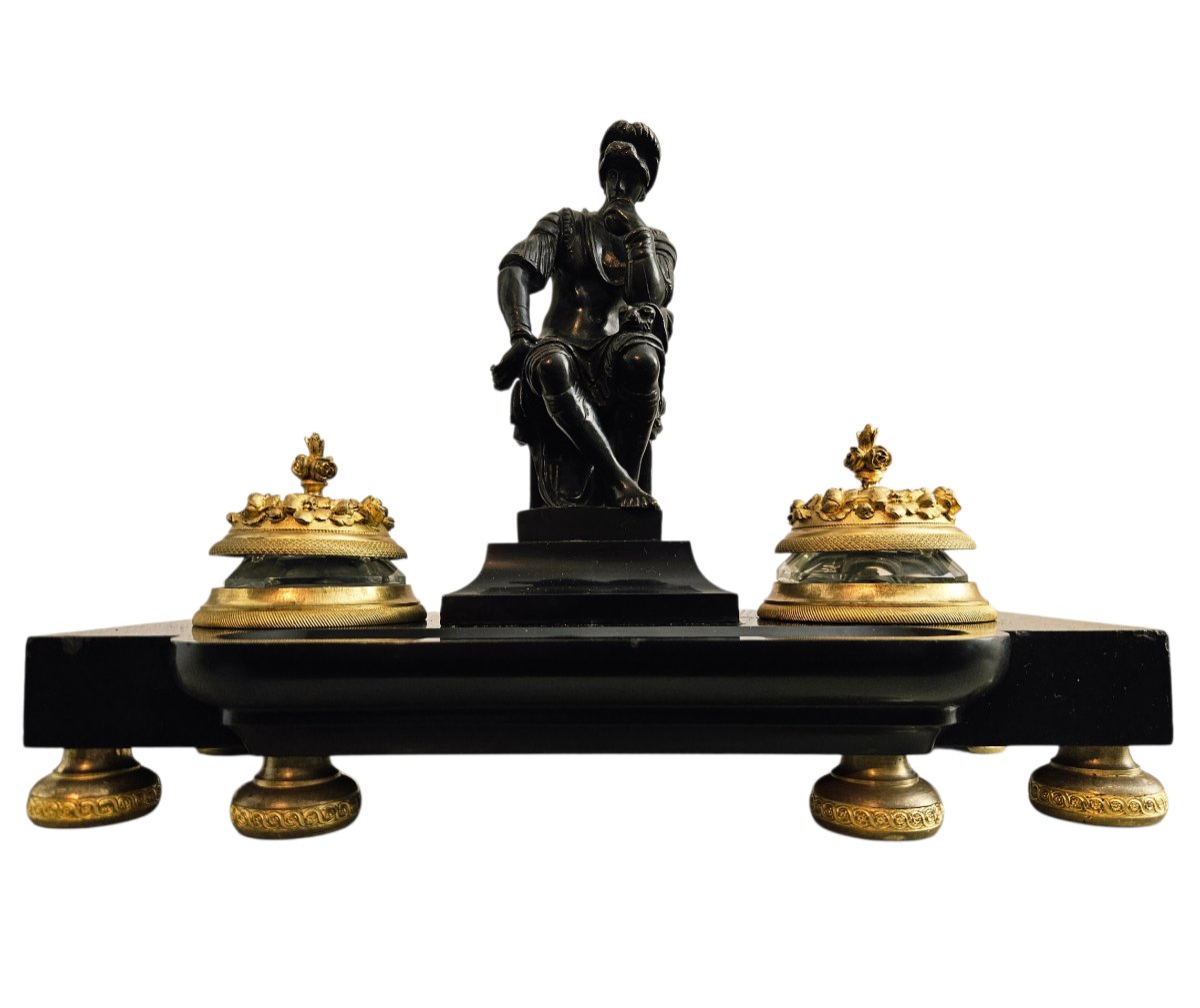 Ecritoire en marbre et bronze Napoléon III-photo-4