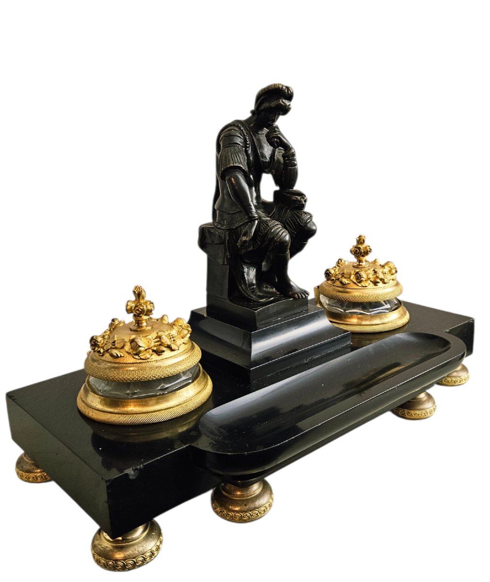 Ecritoire en marbre et bronze Napoléon III-photo-4