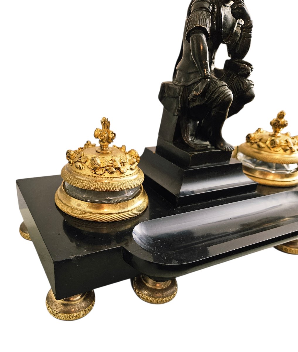 Ecritoire en marbre et bronze Napoléon III-photo-5