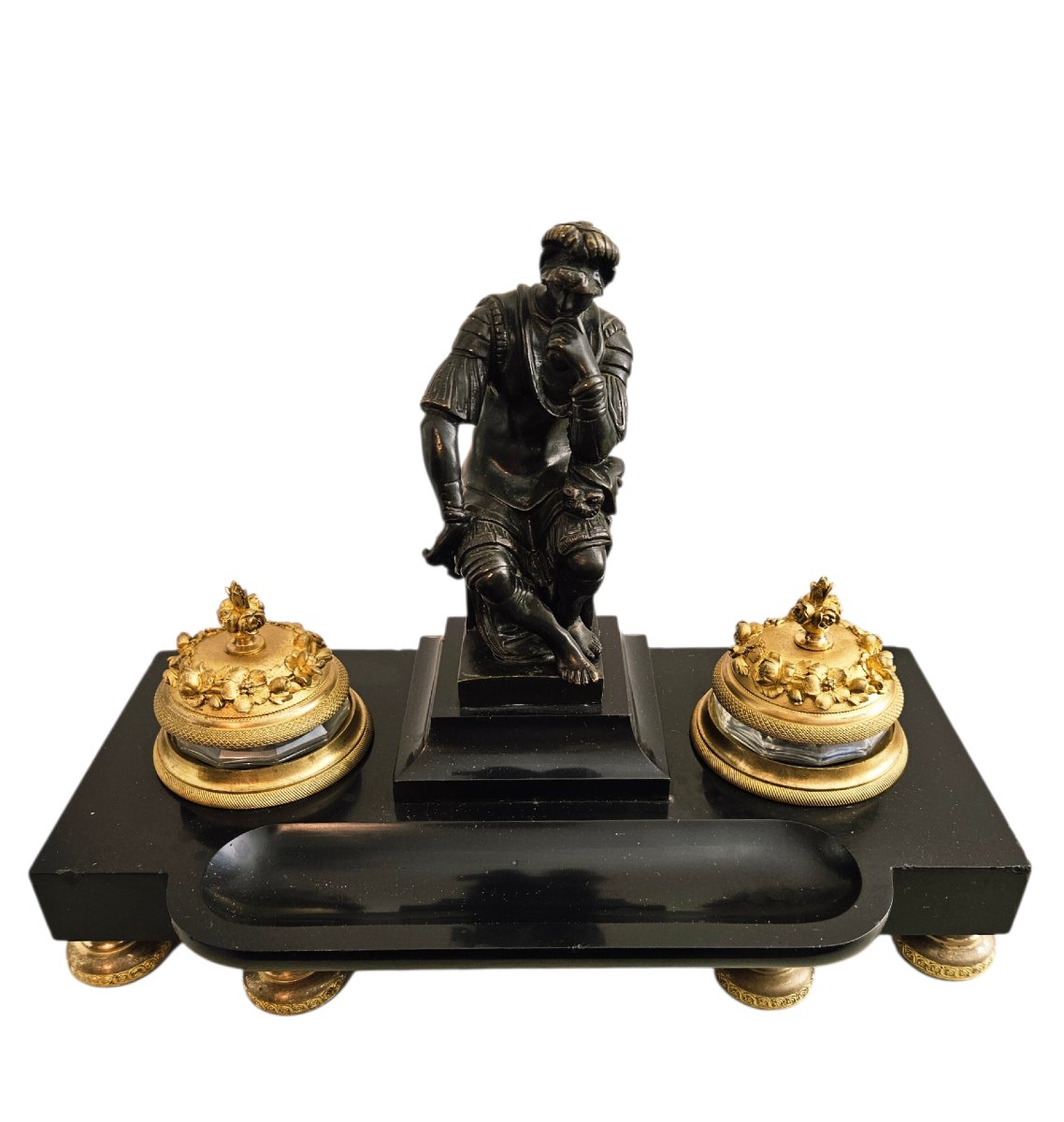 Ecritoire en marbre et bronze Napoléon III-photo-6