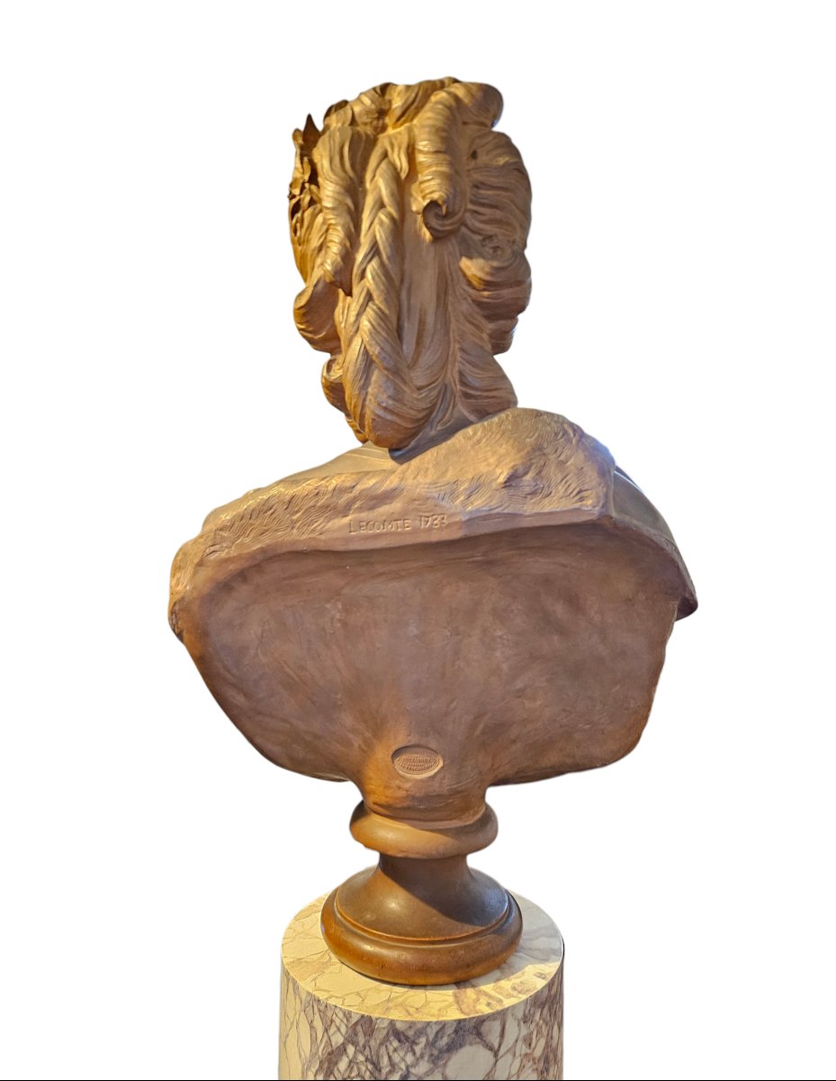 Important buste de Marie-Antoinette sur colonne Ht 207 cm-photo-3