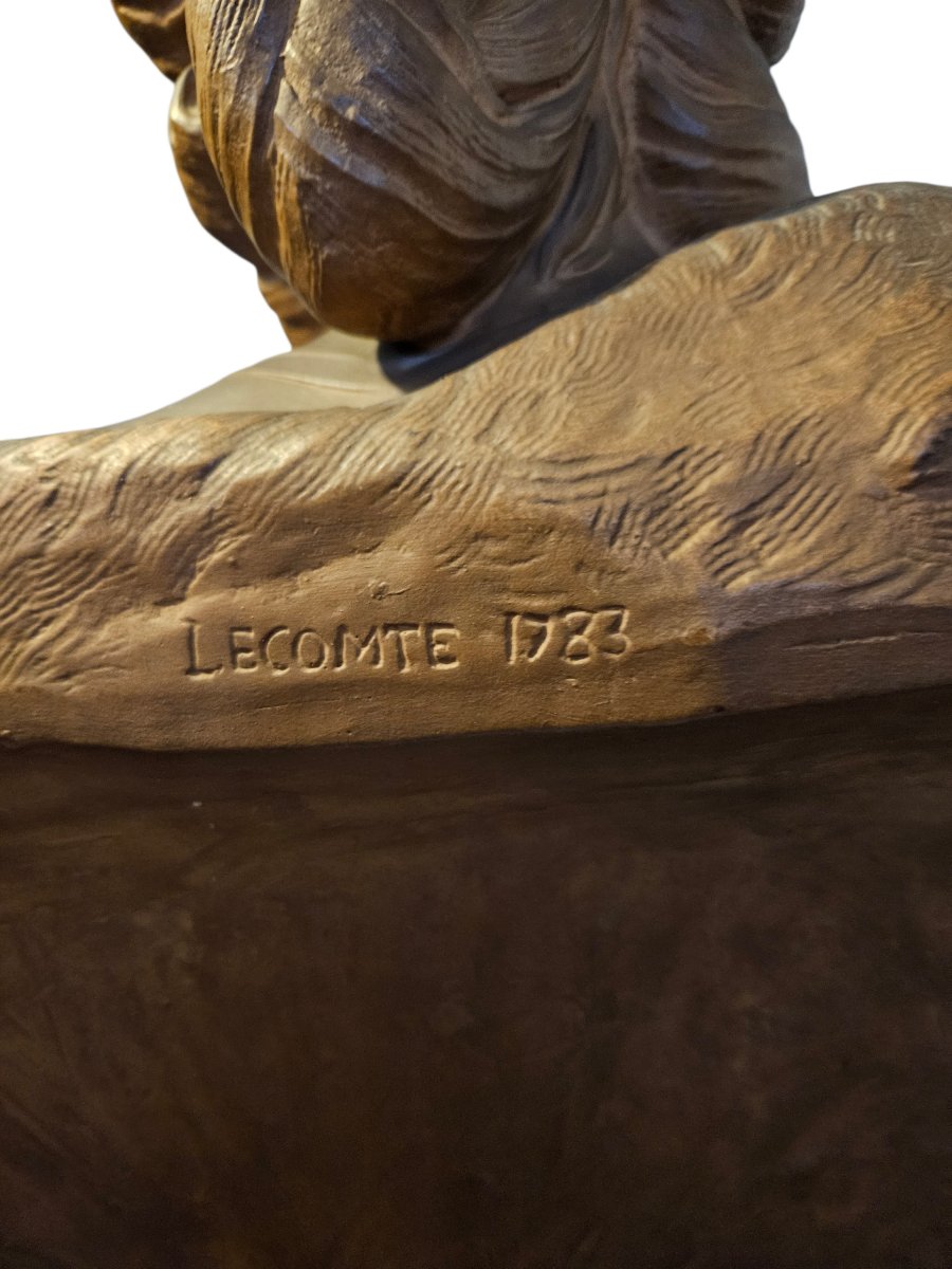 Important buste de Marie-Antoinette sur colonne Ht 207 cm-photo-5