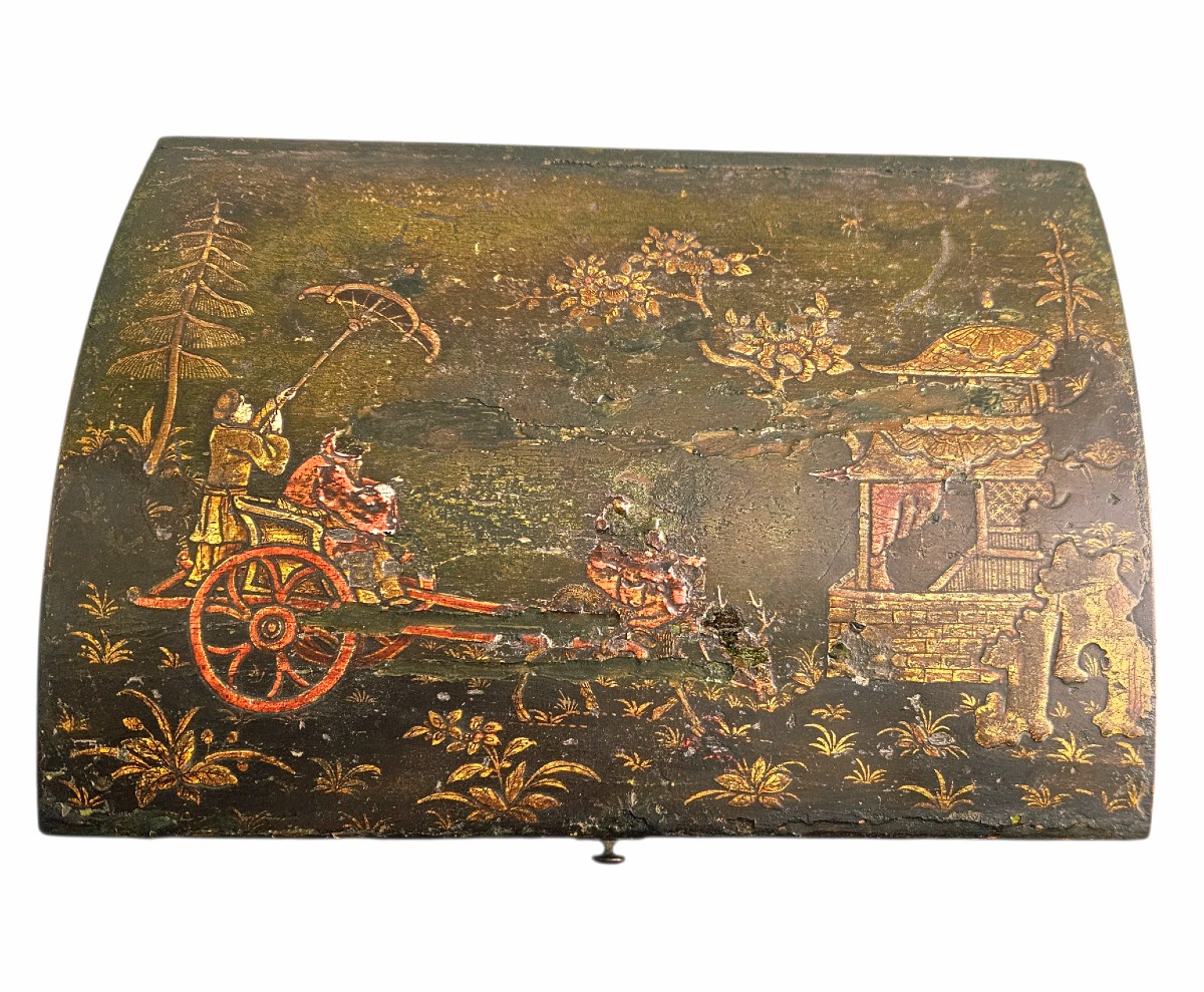 Boîte à perruque en vernis Martin XVIIIème-photo-4