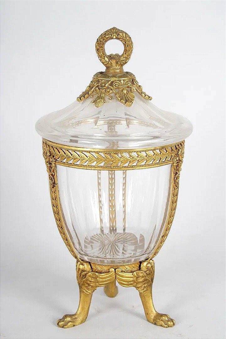 Crystal And Gilt Bronze Sugar Bowl, St. Empire Style 