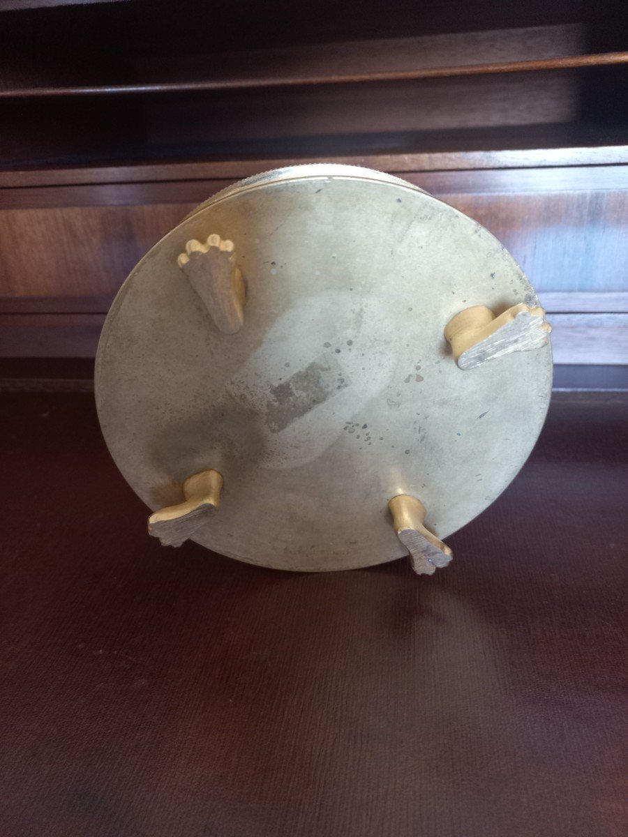 Encrier Empire à Bougeoir Bronze Ciselé Et Doré Au Mercure-photo-3