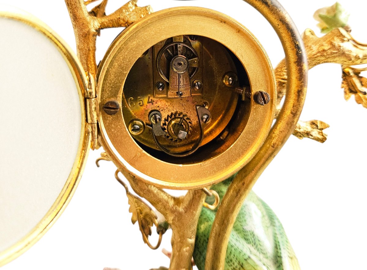 Meissen Porcelain Parrot With Gilt Bronze Mount-photo-6