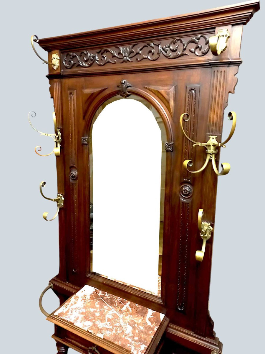 Walnut Coat Rack, Circa 1900-photo-2