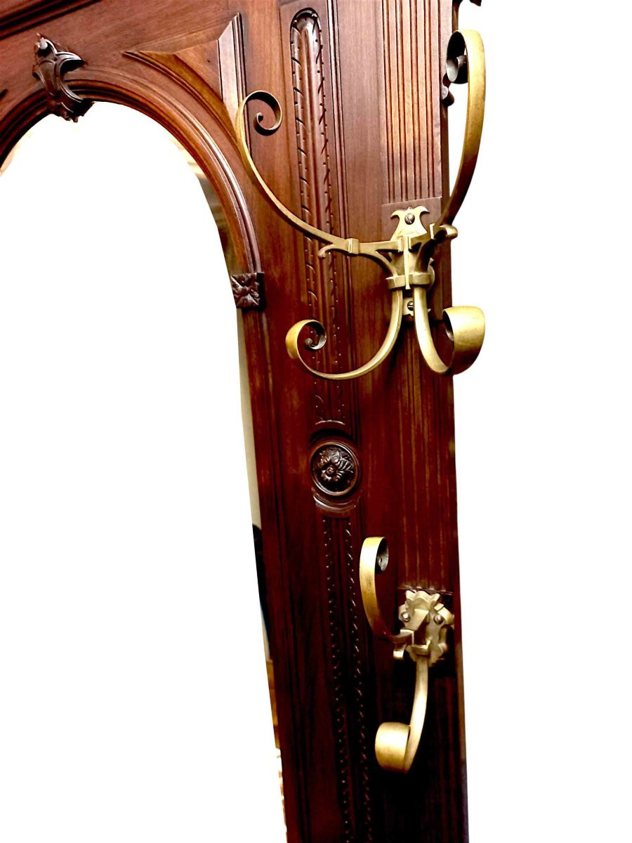 Walnut Coat Rack, Circa 1900-photo-5