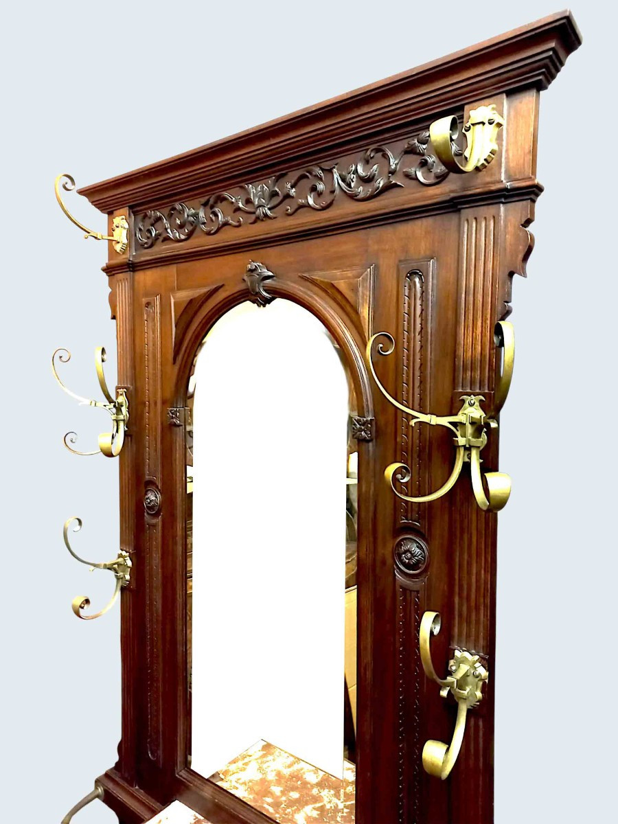 Walnut Coat Rack, Circa 1900-photo-4