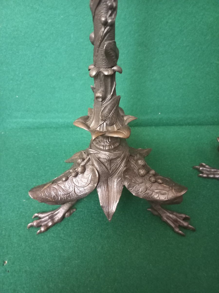 Pair Of 19th-century Patinated Bronze Candelabra-photo-4