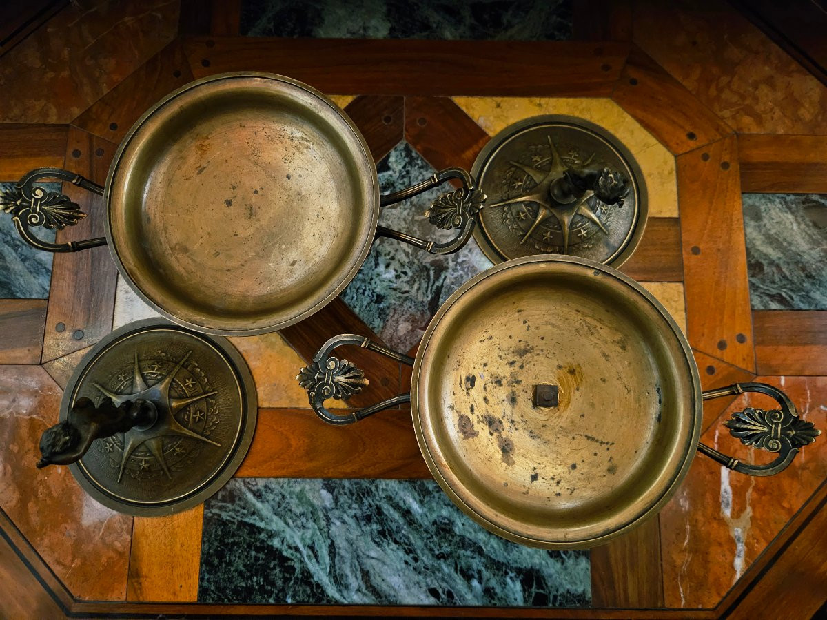 Antique-style Covered Cups In Patinated Bronze-photo-6