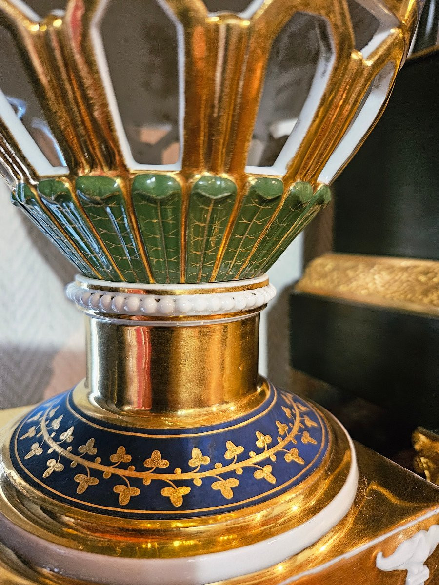 Pair Of Large Empire Vases In Paris Porcelain-photo-4