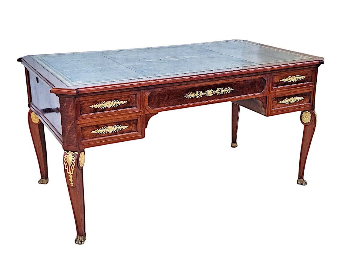 Large Empire Desk Signed Haentges Frères Paris-photo-7