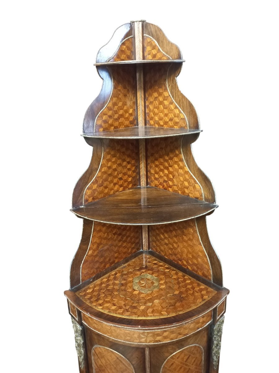 Paire d'encoignures marquetées Napoléon III-photo-4