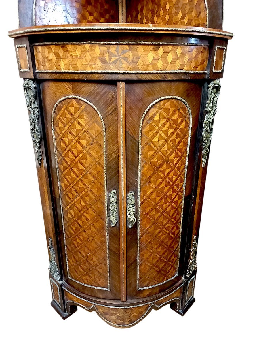 Paire d'encoignures marquetées Napoléon III-photo-1