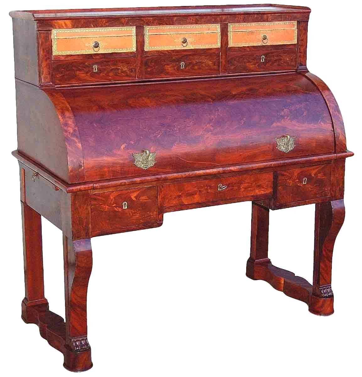 Empire Period Mahogany Cylinder Desk